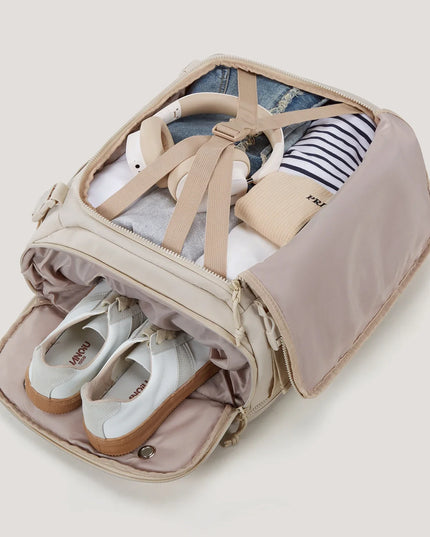 Reise-Rucksack beige 15.6 Zoll Schuhfach
