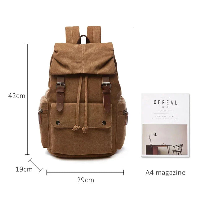 Canvas-Rucksack Kordelzug braun mit Leder