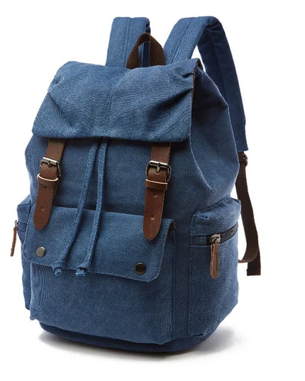 Canvas-Rucksack Kordelzug braun mit Leder