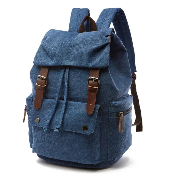 Canvas-Rucksack Kordelzug braun mit Leder