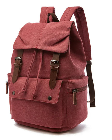 Canvas-Rucksack Kordelzug braun mit Leder