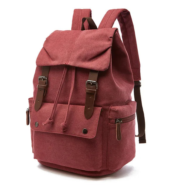 Canvas-Rucksack Kordelzug braun mit Leder