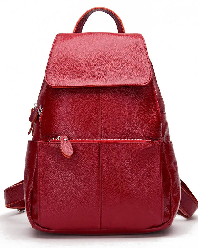 Eleganter Leder-Rucksack Damen lila