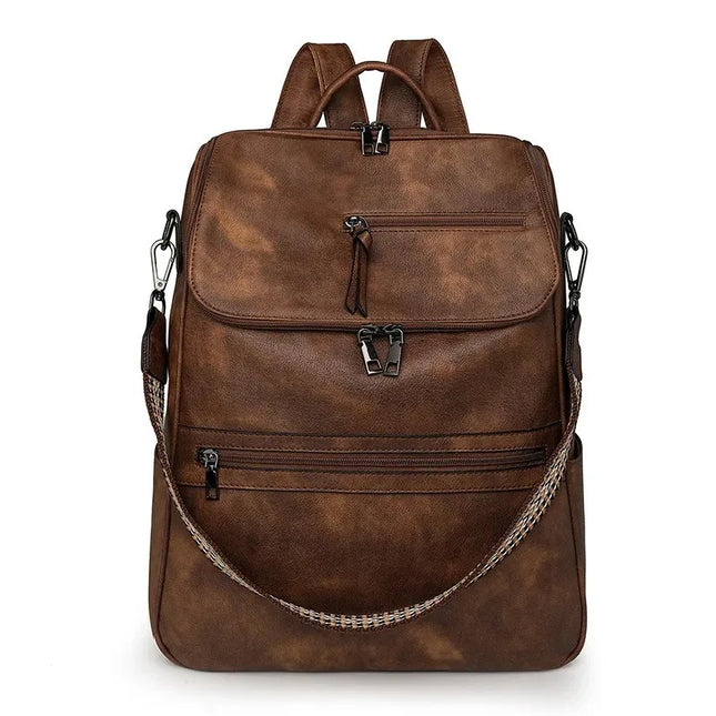 Distressed Damen-Rucksack braun Crossbody