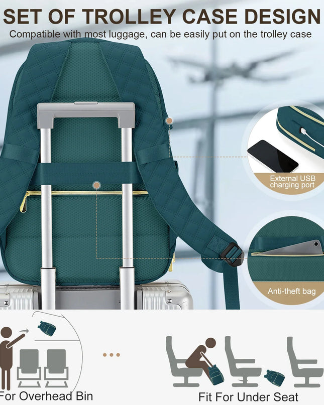 Gesteppter Damen-Rucksack tuerkis mit Gold