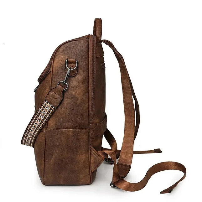 Distressed Damen-Rucksack braun Crossbody