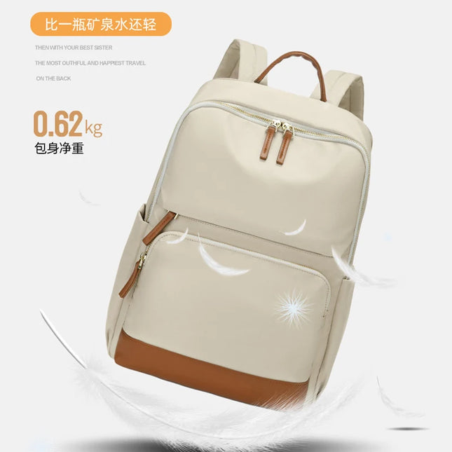 Eleganter Damen-Rucksack creme 15 Zoll gold