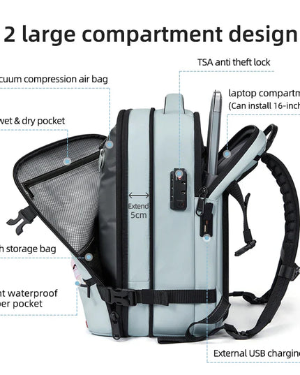 Reise-Rucksack 16 Zoll mit Vakuumfach