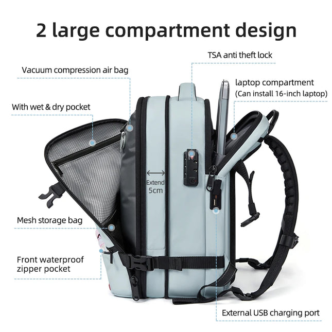 Reise-Rucksack 16 Zoll mit Vakuumfach