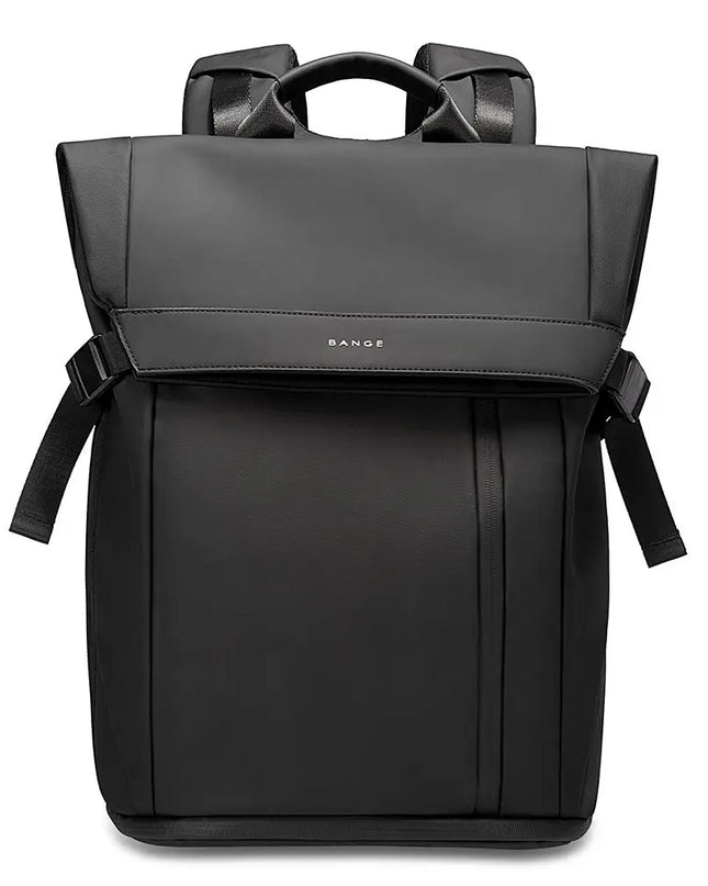 Design-Rucksack mit PU-Klappe schwarz