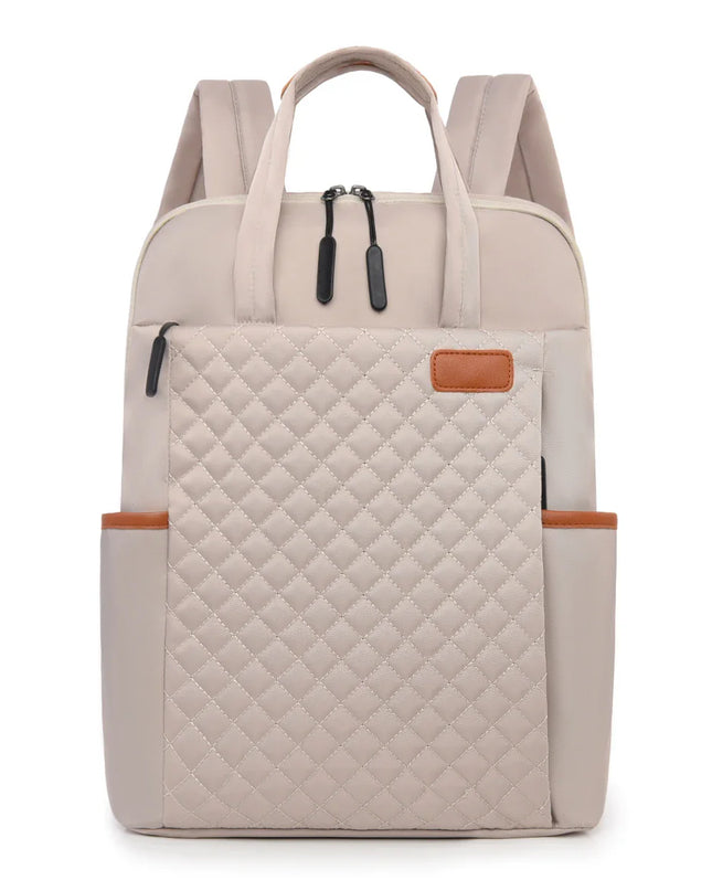 Gesteppter Damen-Rucksack schwarz cognac