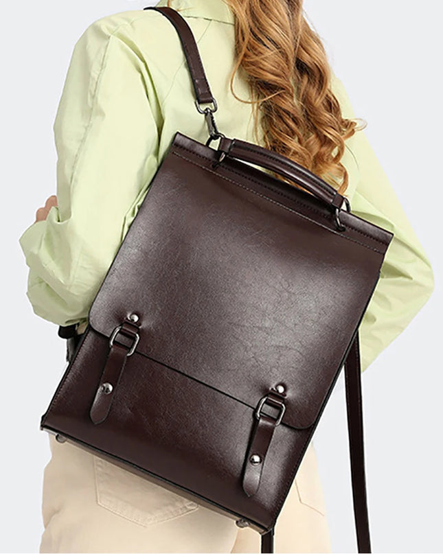 Echtleder Rucksack Damen mit Schnallen braun