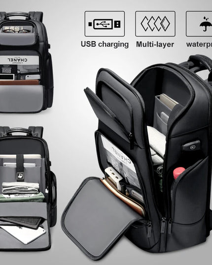 Laptop Rucksack: FENRUIEN Wasserdichter 16 Zoll Rucksack mit USB