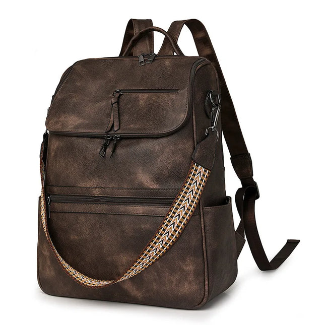 Stilvoller Damen-Rucksack 15 Zoll PU braun