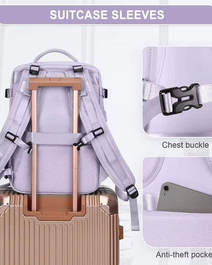 Damen Reise-Rucksack lila mit Schuhfach