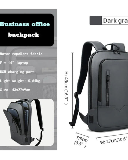 Slim Rucksack 15 Zoll blau wasserdicht