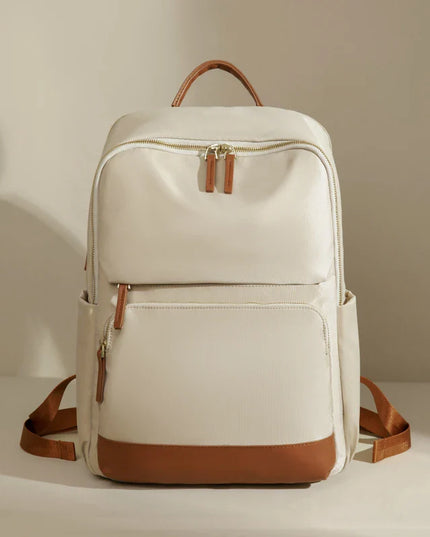 Eleganter Damen-Rucksack creme 15 Zoll gold
