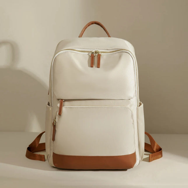 Eleganter Damen-Rucksack creme 15 Zoll gold