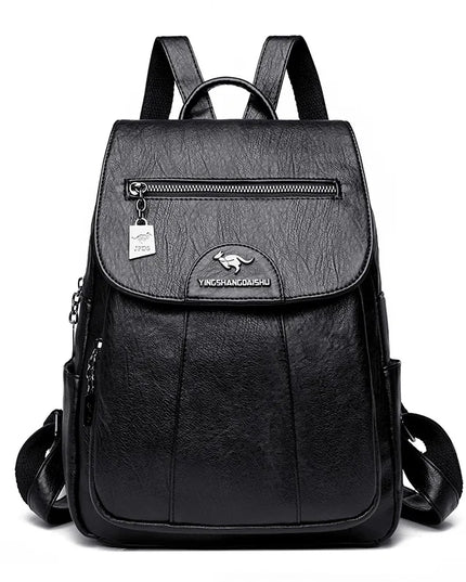 Vintage Damen-Rucksack PU braun mit Badge
