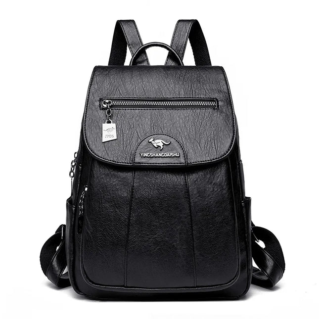 Vintage Damen-Rucksack PU braun mit Badge