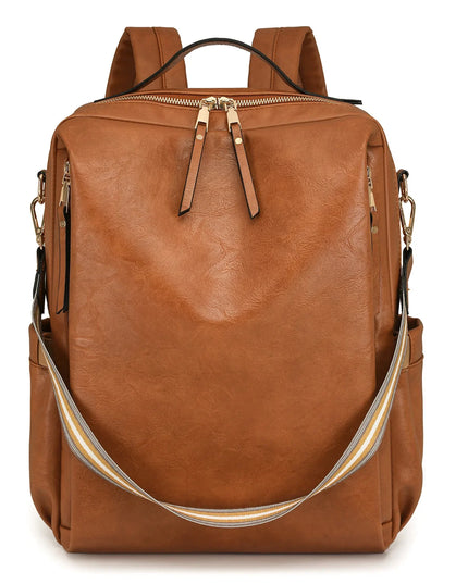 Damen PU-Leder-Rucksack burgund Karabiner