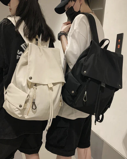 Grosser Nylon-Rucksack Kordelzug rot schwarz