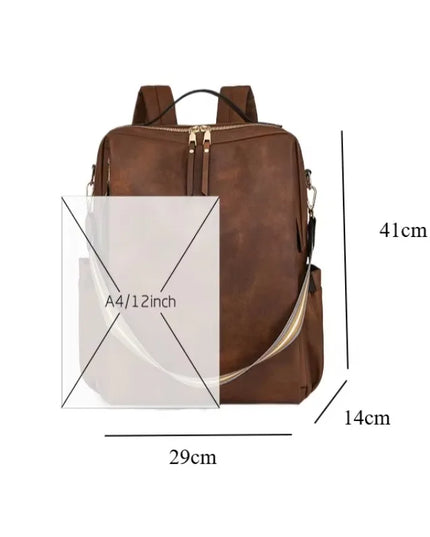 Damen PU-Leder-Rucksack burgund Karabiner