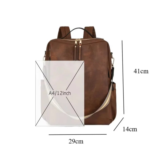 Damen PU-Leder-Rucksack burgund Karabiner