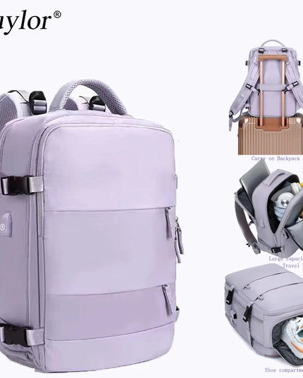 Damen Reise-Rucksack lila mit Schuhfach