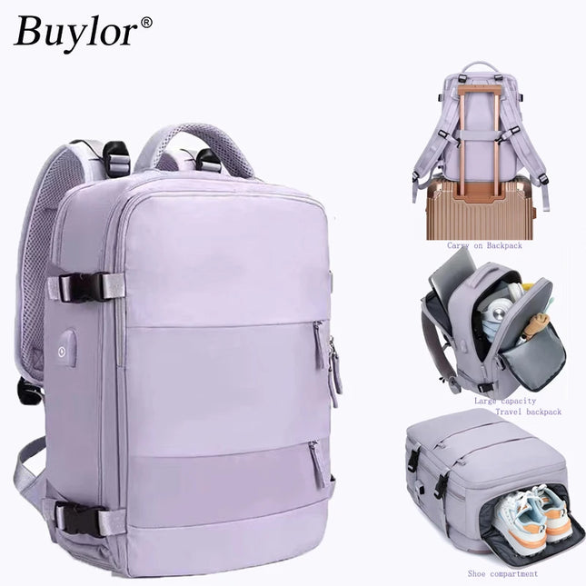 Damen Reise-Rucksack lila mit Schuhfach