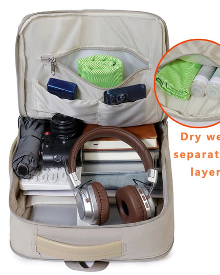 Erweiterbarer Reise-Rucksack beige Koffer