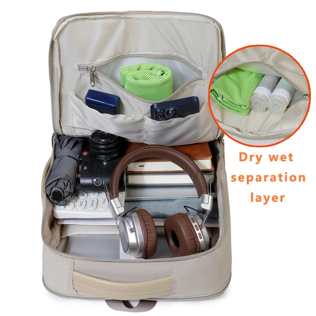 Erweiterbarer Reise-Rucksack beige Koffer