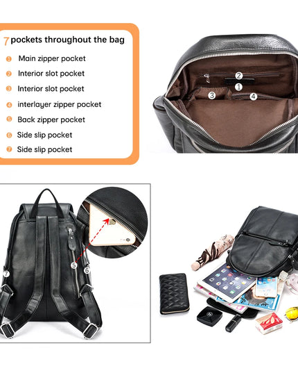 Eleganter Leder-Rucksack Damen lila