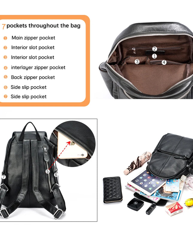 Eleganter Leder-Rucksack Damen lila