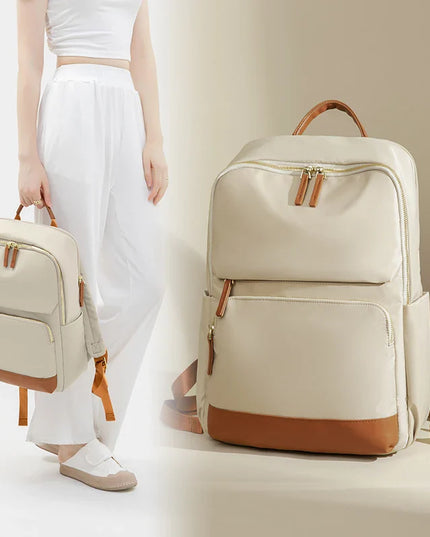 Eleganter Damen-Rucksack creme 15 Zoll gold
