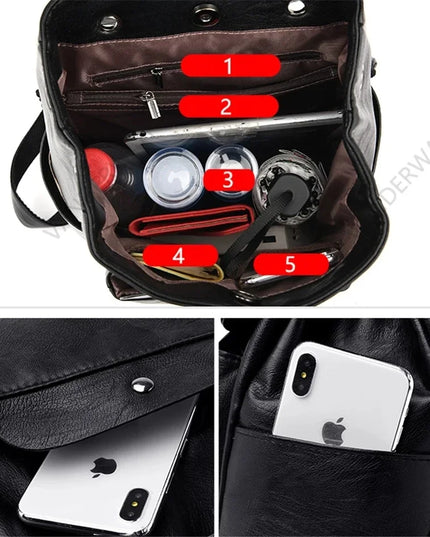 Damen PU-Rucksack burgund mit Kordelzug