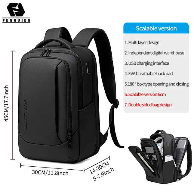 Laptop Rucksack: FENRUIEN erweiterbar für 16 Zoll Notebooks