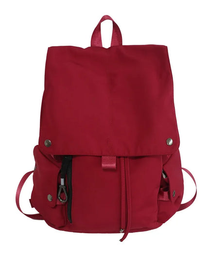 Grosser Nylon-Rucksack Kordelzug rot schwarz