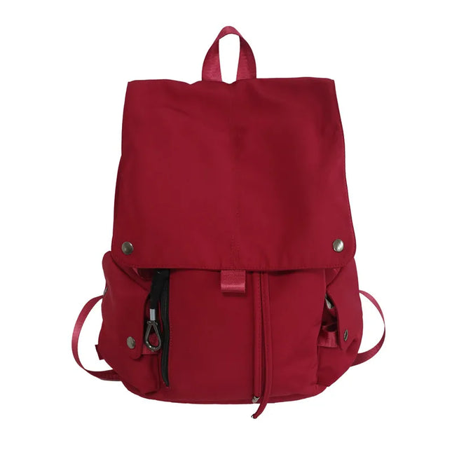 Grosser Nylon-Rucksack Kordelzug rot schwarz