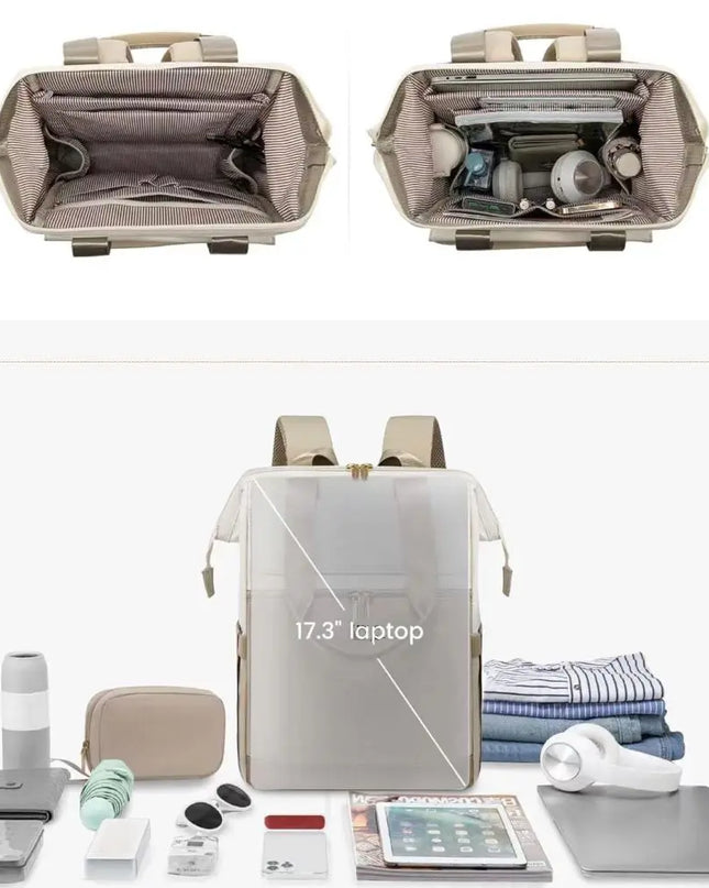 Eleganter Damen-Rucksack creme mit Organizer