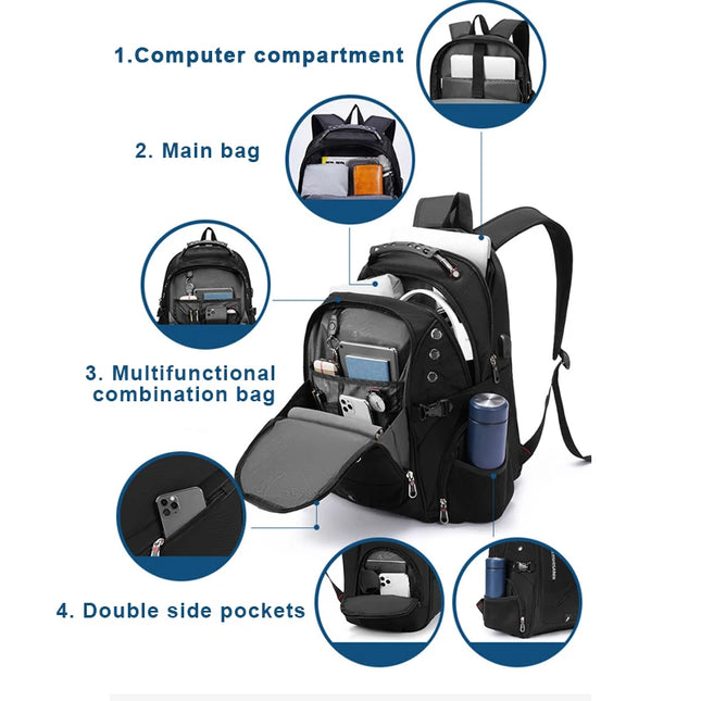 Swiss Rucksack gross 15-17 Zoll Schloss USB