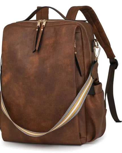Damen PU-Leder-Rucksack burgund Karabiner