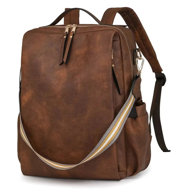 Damen PU-Leder-Rucksack burgund Karabiner