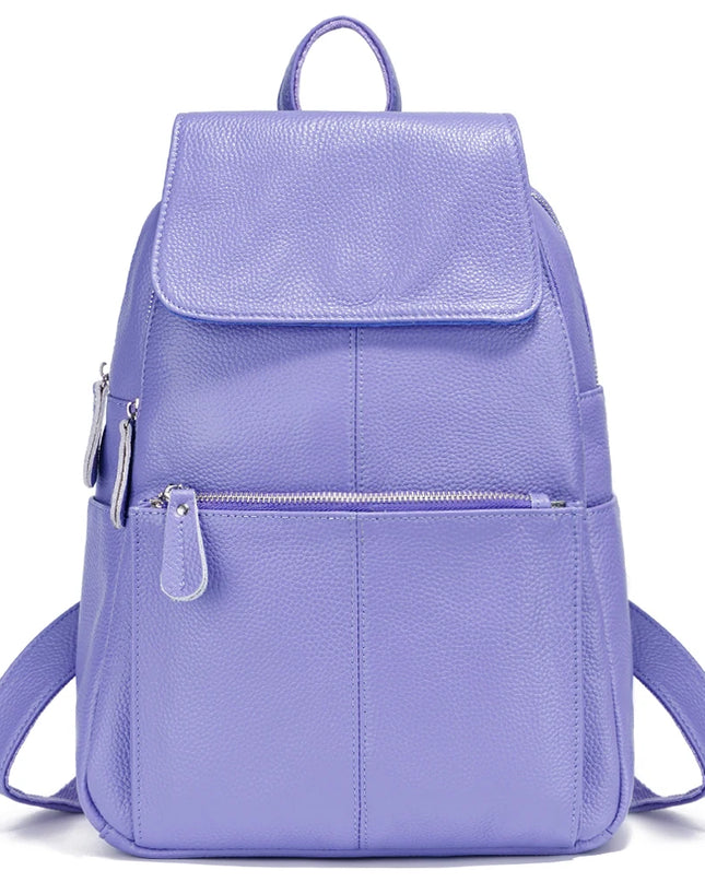 Eleganter Leder-Rucksack Damen lila