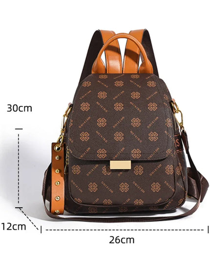 Designer-Rucksack Damen Muster braun gold