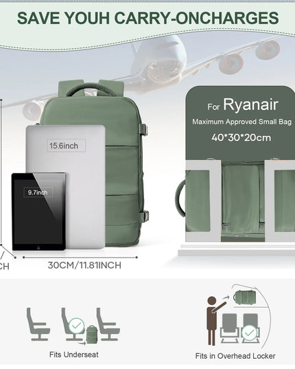 Reise-Rucksack 40x30x20 mit 180-Grad-Klappe