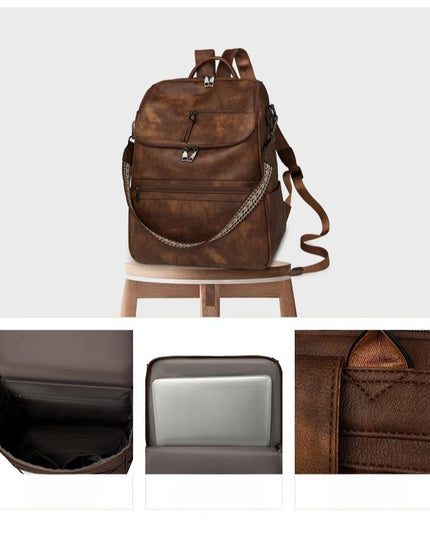 Stilvoller Damen-Rucksack 15 Zoll PU braun