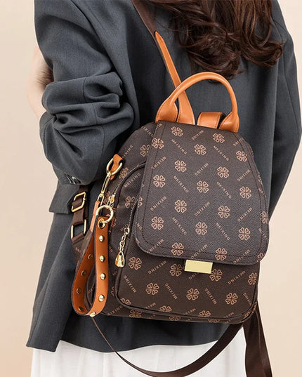 Designer-Rucksack Damen Muster braun gold