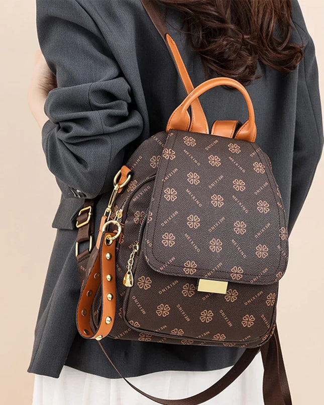 Designer-Rucksack Damen Muster braun gold