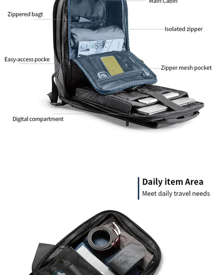 Nahtloser Anti-Diebstahl Rucksack grau